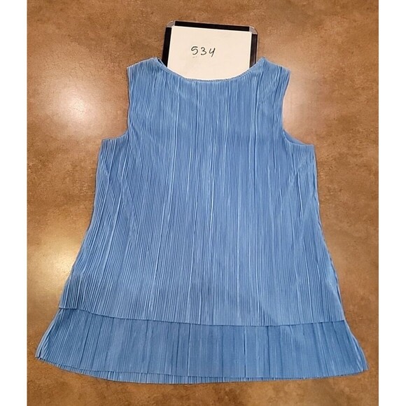 Christopher & Banks Womens Sleeveless Tiered Blue Metallic Tank Top Size Med - Picture 11 of 11